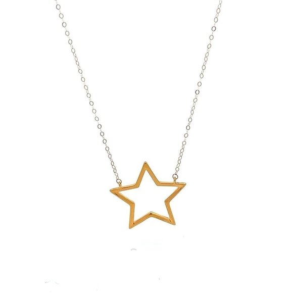 Unbranded Jewelry - 18K Gold Necklace Chain Cable Link Star Pendant 1.37 grams